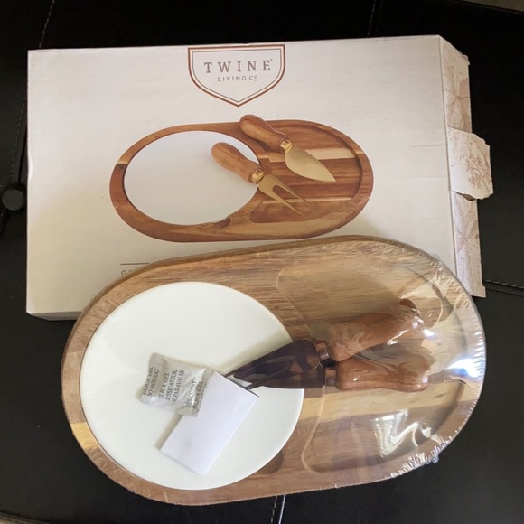 Twine Living Co. Gourmet Wood & Ceramic Cheese Board Set - Picture 2 of 14
